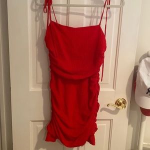 lovers + friends red ruched dress